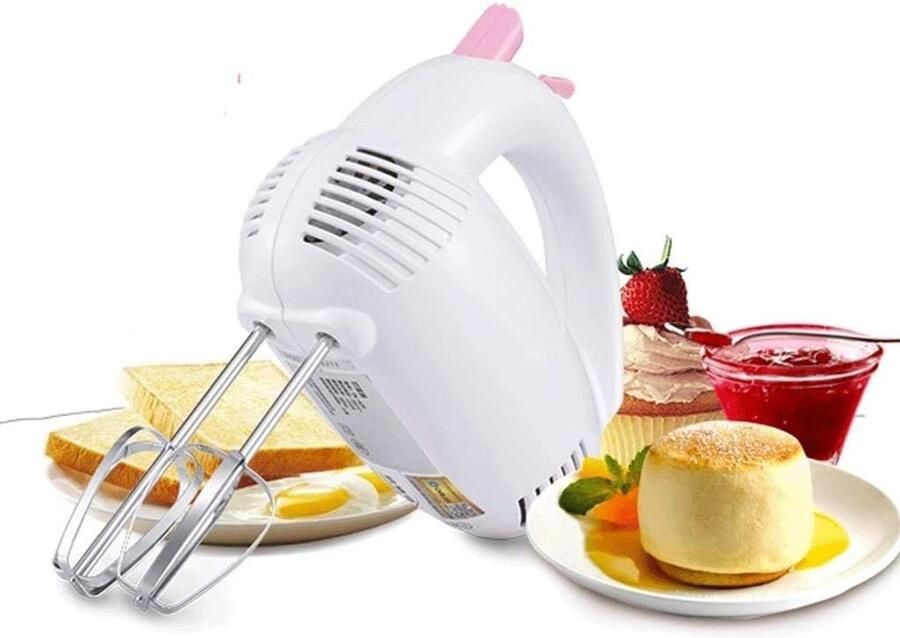 Handmixer Keukenmixer Klopper Bakken en Mixen 5 Snelheden Duimbediening 200W Motor Wit