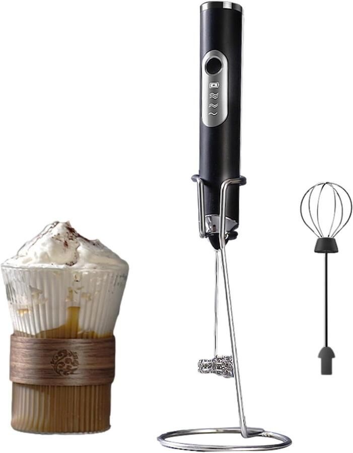 Handmixer Melkopschuimer Keukenapparaat Opschuimer Dranken Maken Met Opbergstandaard 22 cm Lengte Zwart