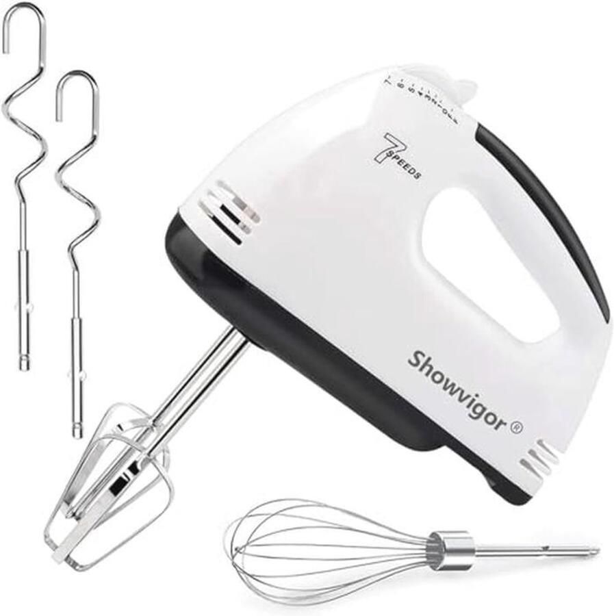 Handmixer met 7 standen inclusief 2 gardes en 2 roestvrijstalen kneedhaken