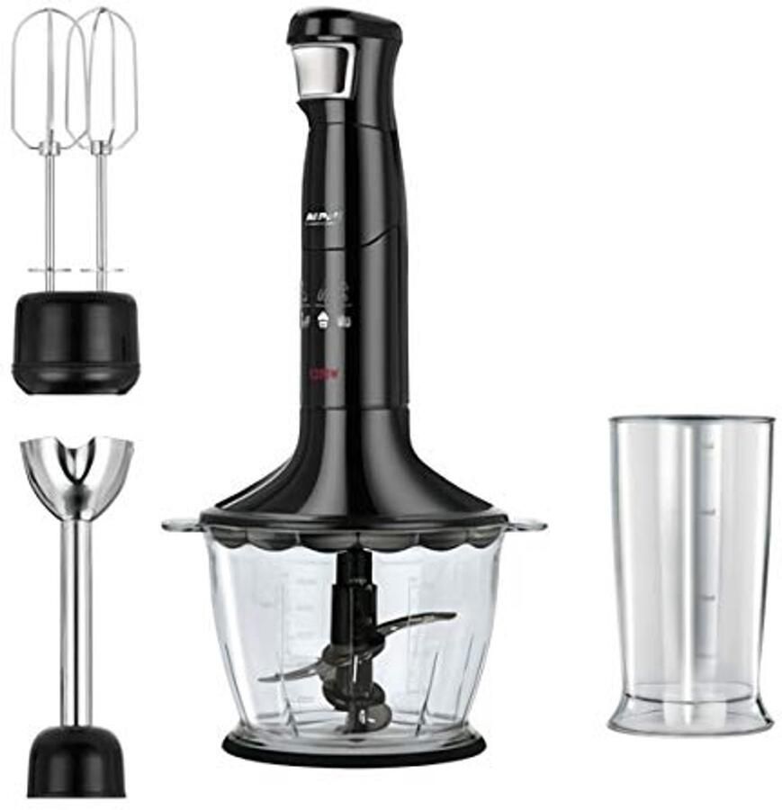 Handmixer met accessoires 1200W roestvrij staal multifunctioneel BPA-vrij