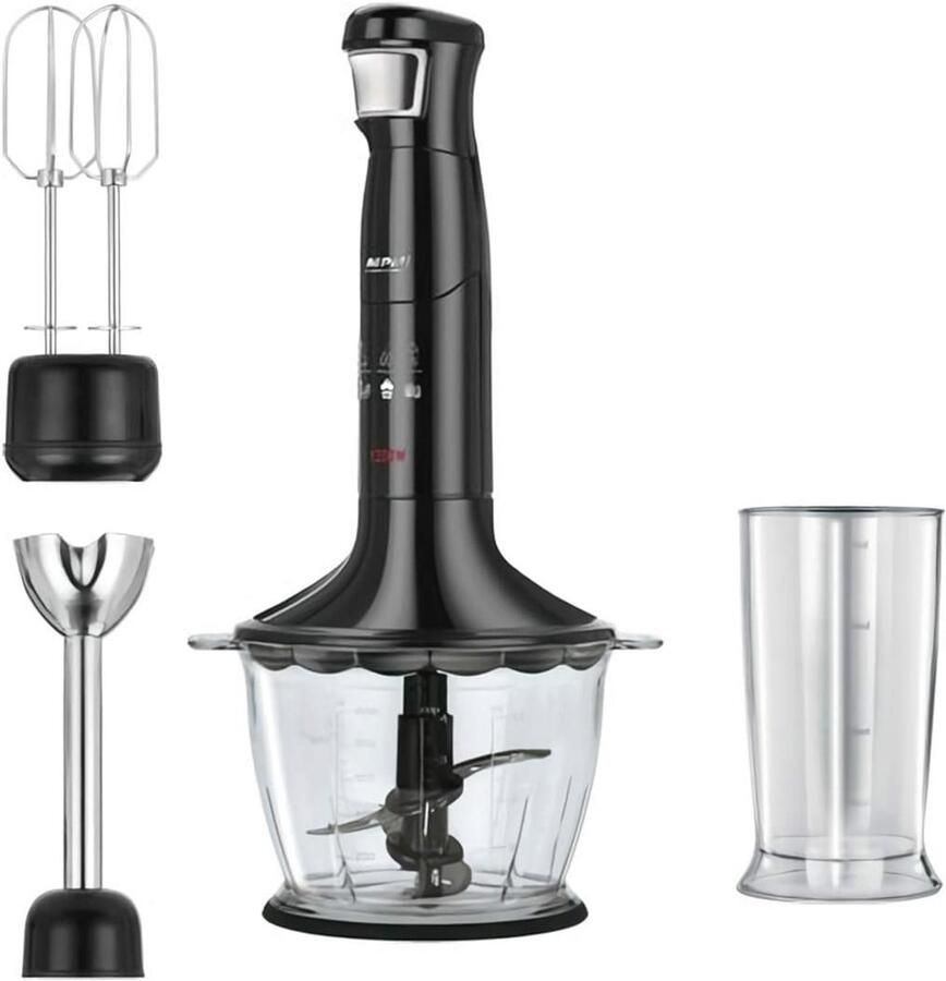 Handmixer met accessoires 1200W roestvrij staal multifunctioneel BPA-vrij