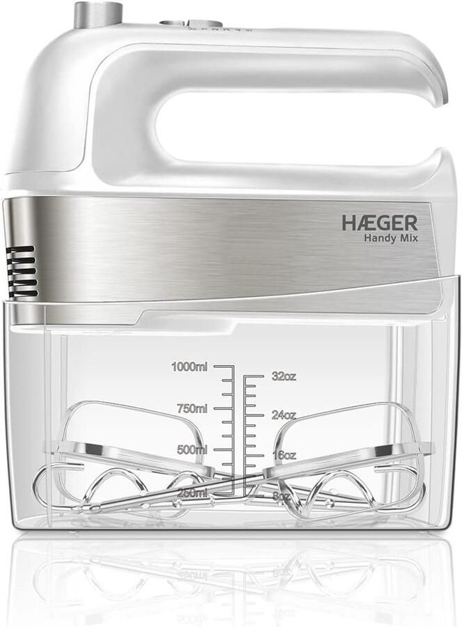 Handmixer met beker Keukenmixer Kneedmachine Bakken Mixen 5 Snelheden 1 Liter Inhoud Wit