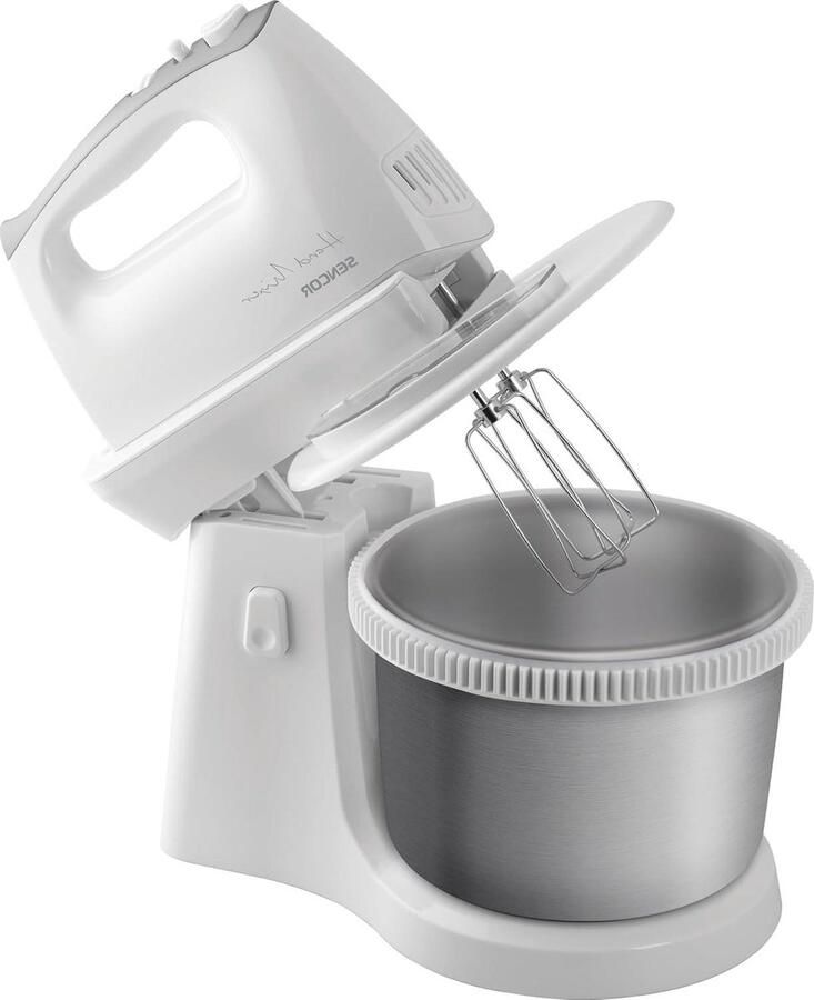 Handmixer met Draaischaal Keukenmixer Elektrisch Beslag Maken 5 Snelheden Turbo 2.5 Liter Zilverkleurig