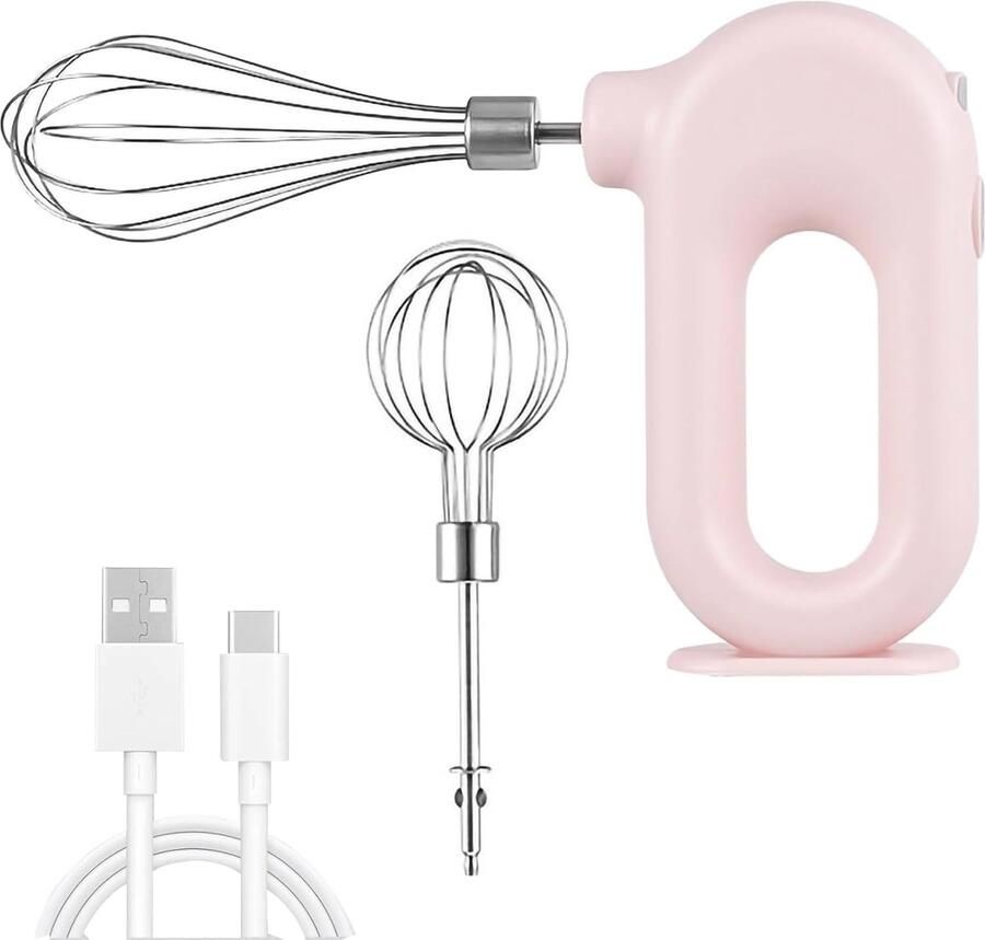 Handmixer Mini Elektrische Handmixer Huishoudelijke USB Oplaadbare Mini Eiklopper Handheld Eiklopper Elektrische Mixer Met 4 Snelheidsmodi(Roze)