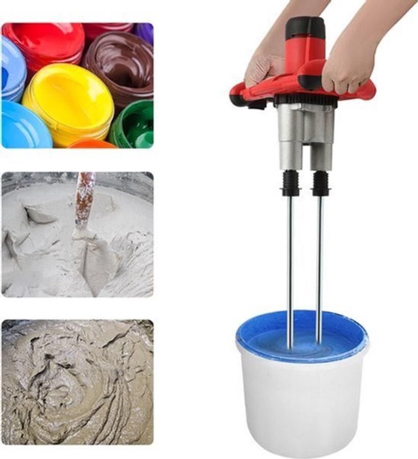 Handmixer Mortelmixer 1800 W Vermogen 6 Snelheden Aluminiumlegering Rood Voor Beton En Verf