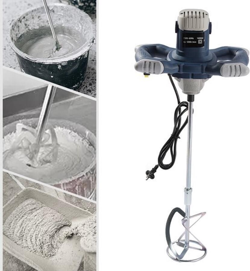 Handmixer Professioneel 1400 W Vermogen 6 Versnellingen Aluminium En IJzer Voor Mortel En Beton