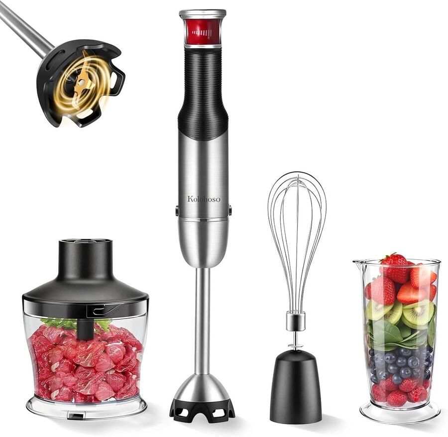 Handmixer Roestvrijstaal 4-in-1 Multifunctioneel Variabele Snelheid Voor Koken en Bakken