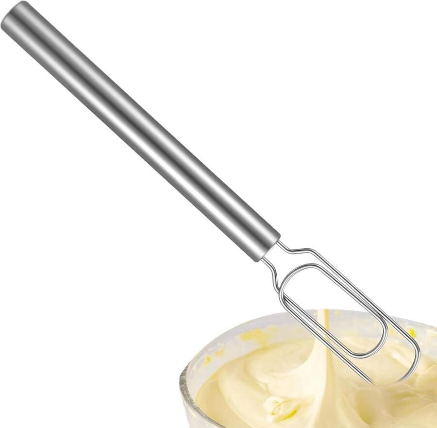 Handmixer RVS Deegklopper Keuken Bakken en Mixen Geoptimaliseerde Structuur 30 cm Lengte Zilverkleurig