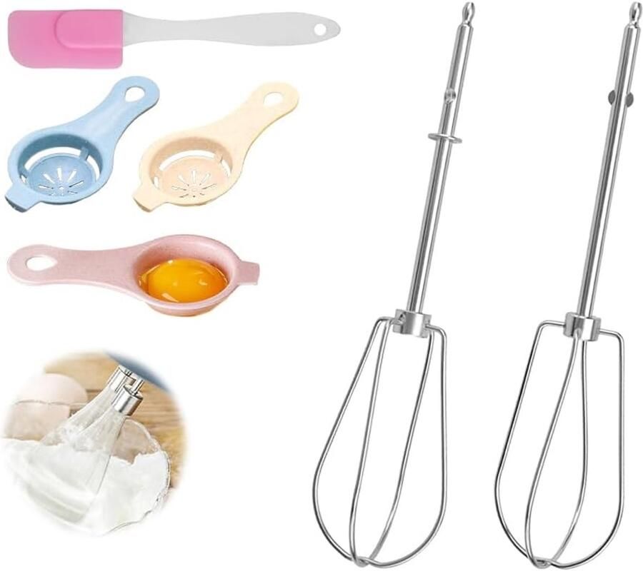 Handmixer set 2-delig RVS eierklopper Inclusief spatula en eischeider Perfect voor beslag ShopVlot
