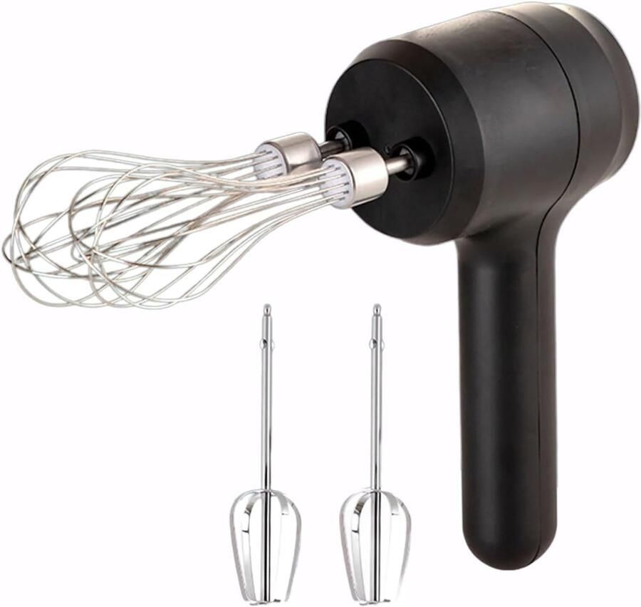 Handmixer Set Draadloze Klopper Desserts Maken Vier Afneembare Opzetstukken Compact Ontwerp Zwart