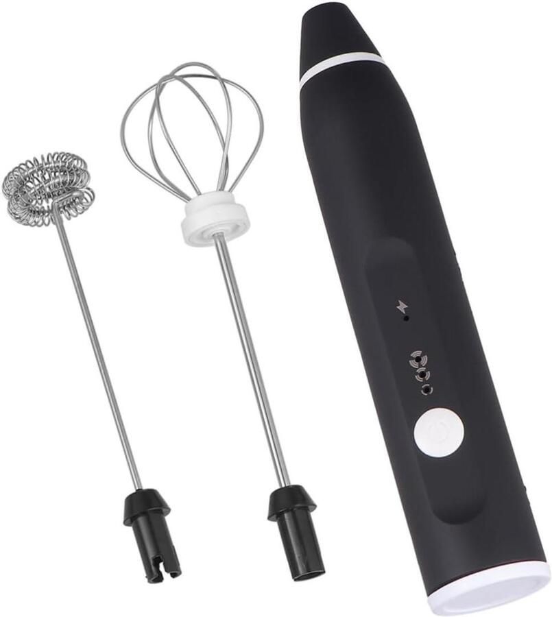 Handmixer Set Melkopschuimer Garde Dranken Bereiden Ingebouwde Batterij 17.5 cm Zwart