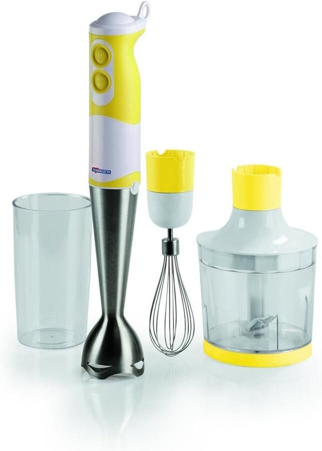 Handmixer Set Staafmixer Keukenmixer Eten Bereiden 3 Opzetstukken 600 ml Geel