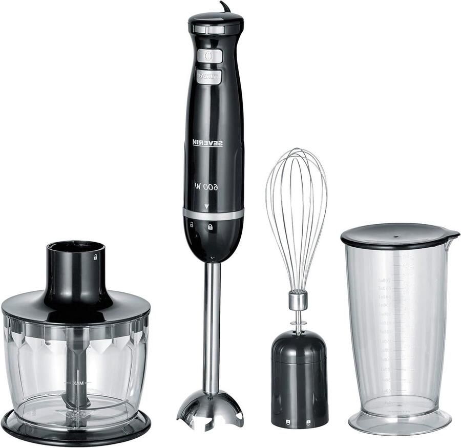 Handmixer Set Staafmixer Keukenmixer Smoothies Maken Inclusief Garde Hakker 700 ml Zwart RVS