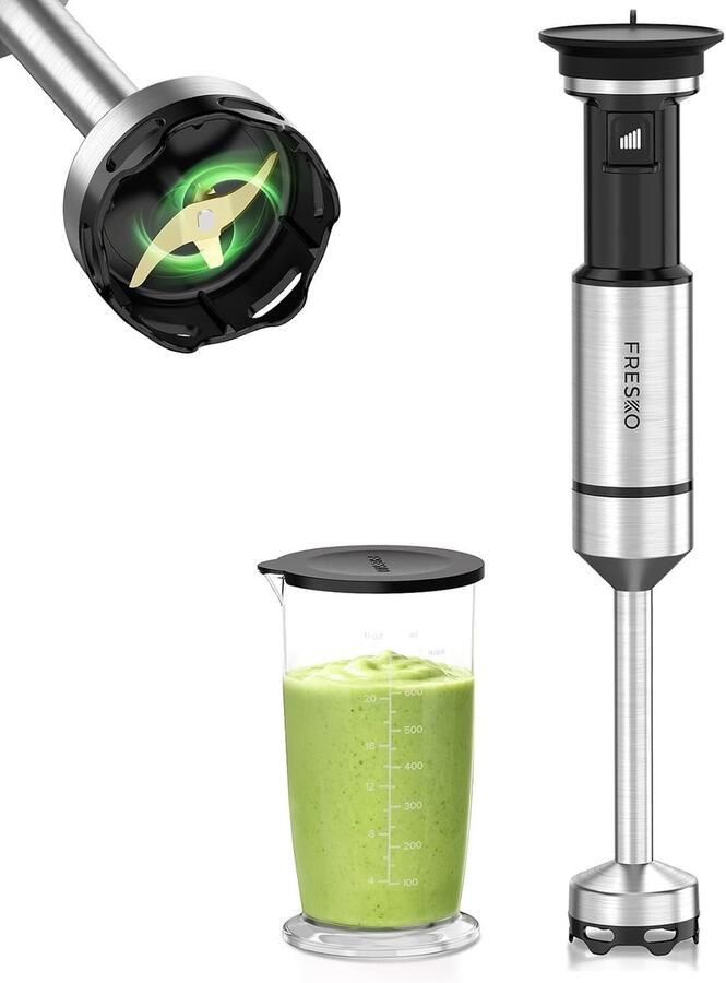 Handmixer Staafmixer Eten Bereiden Krachtige 1000W motor 700 ml beker Zwart