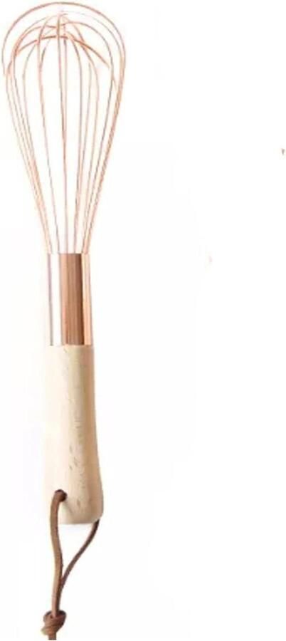 Handmixer Stainless Steel Eierklopper Garde Keuken Ingrediënten Mengen Houten Handvat Rose Goud 20x4 cm Roségoud