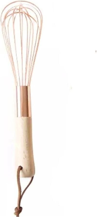 Handmixer van roestvrij staal Eierklopper Ingrediënten mengen Houten handvat roségoud 20x4 cm Roségoud