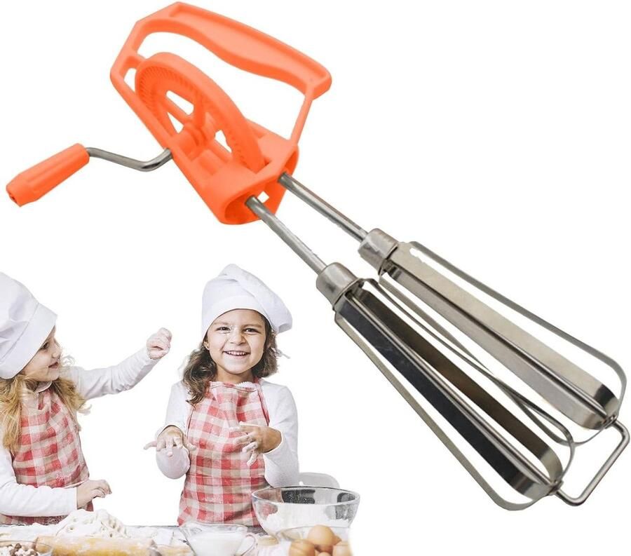 Handslinger Mixer Eierklopper Garde Beslag Maken Dubbele Mengkoppen 25 cm Oranje