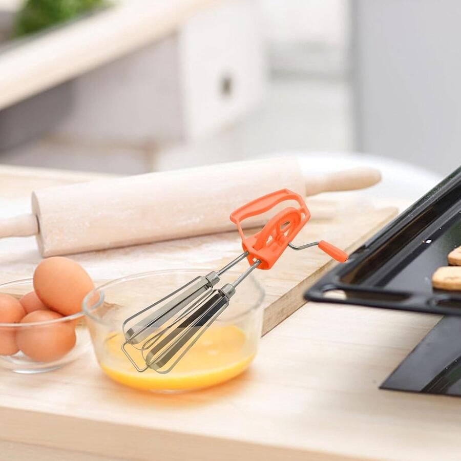 Handslinger Mixer Eierklopper Garde Beslag Mengen Dubbele Mengkoppen 25 cm Oranje