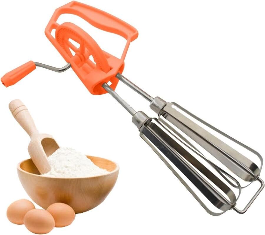 Handslinger Mixer Eierklopper Mengkoppen Beslag Klop Roestvrijstalen Mengkoppen 25 cm Oranje