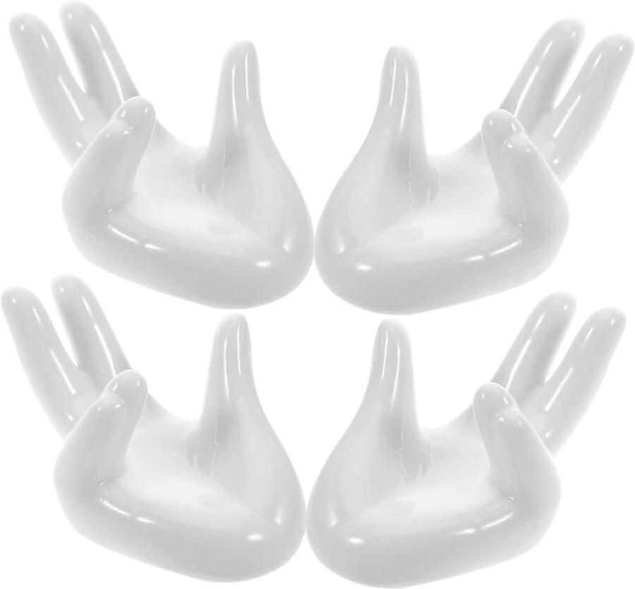 Handvormige eierbeker Eierstandaard houder Gekookte eieren serveren Uniek handdesign 4 stuks Wit