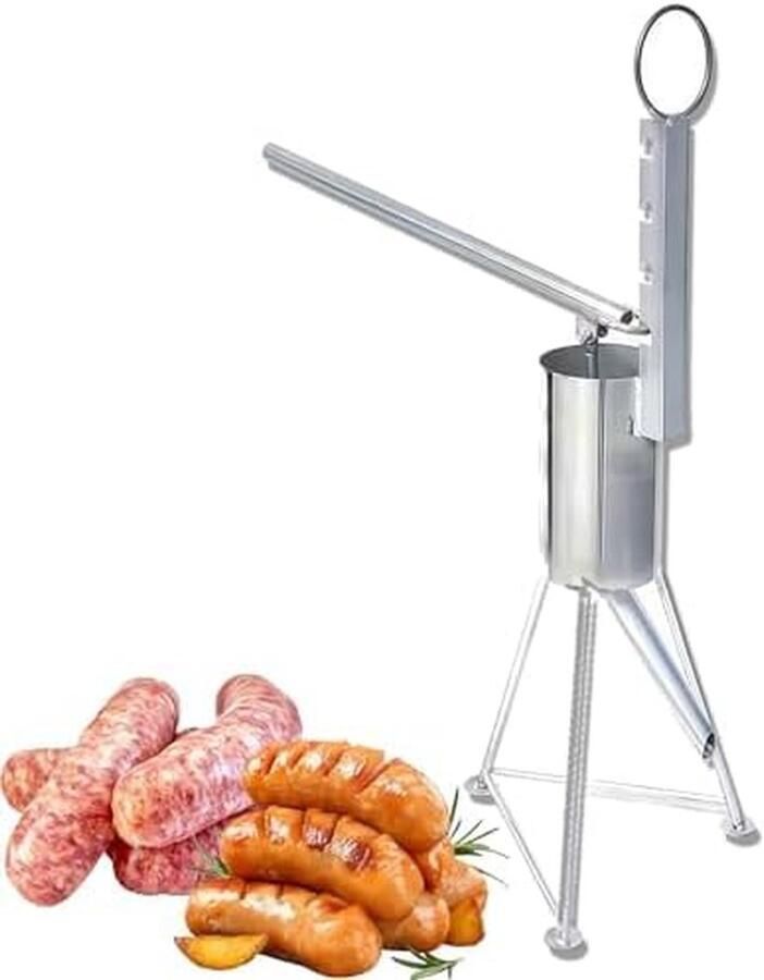 Handworstvuller Roestvrijstaal Vleesvuller Worstmachine Worstjes Maken Duurzaam Roestvrij Staal 11 cm opening Zilver