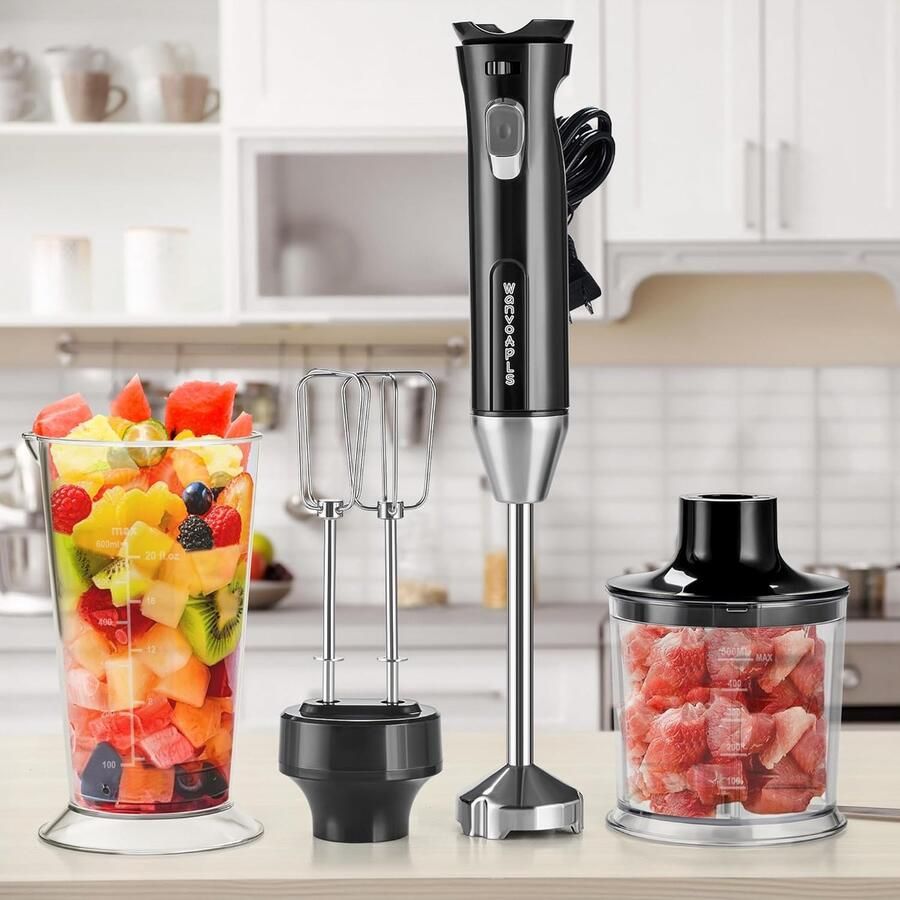 Handzame Staafmixer Keuken Blender Maaltijden Bereiden 6 Snelheden 500 ml Zwart