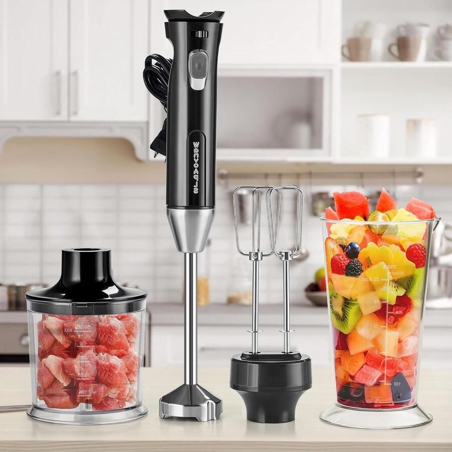 Handzame Staafmixer Keukenmixer Garde Maaltijden Bereiden 6 Snelheden Krachtig 500 ml Zwart