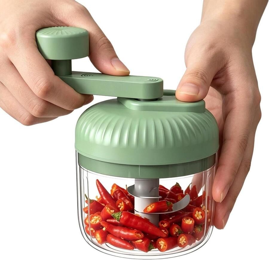 Handzwengel Hakselaar Mini Keukenmachine Knoflook Snel Ingrediënten Snijden Handmatig Systeem Drie Snelheden