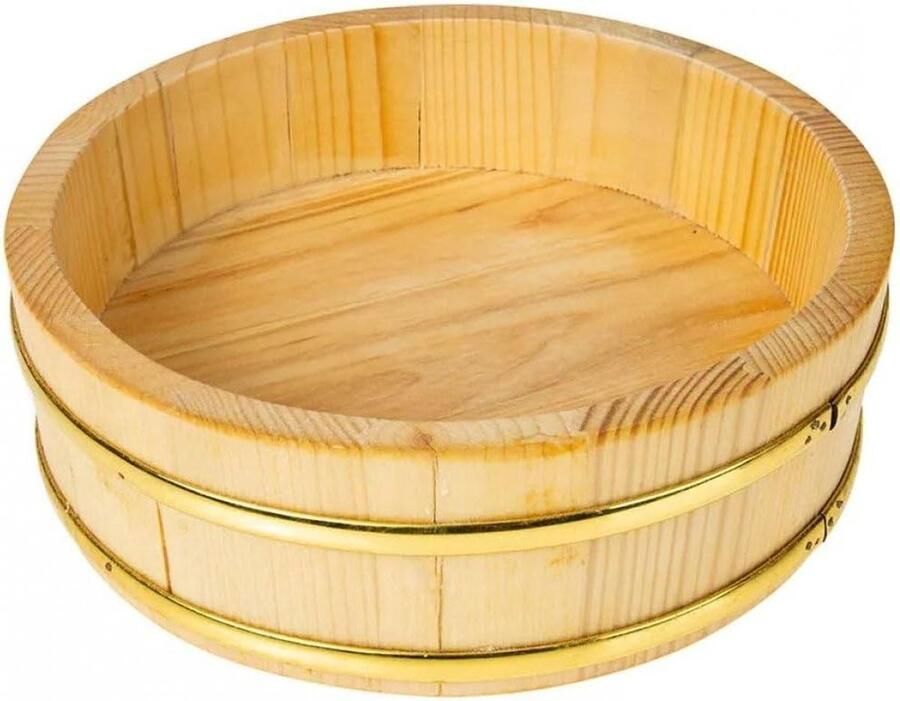 Hangiri Sushi Kom Rijstmengkom Hout Sushi Rijst Bereiden Traditioneel Ontwerp 20 cm Houtkleur