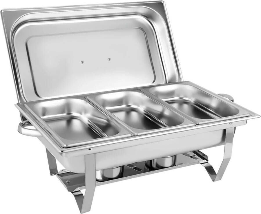 Hanimo Buffetwarmer Electrisch Warmhoudbakken Warmhoudplaat Chafing Dish Roestvrijstaal 3 Bakken 3x 3L