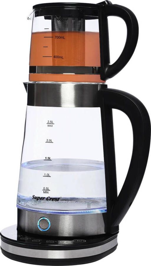 Hanimo Set Waterkoker en Theepot Thee Set Met Theepot Waterkokers Waterkoker Glas Theepot Met Filter 2 5L + 1L Capaciteit