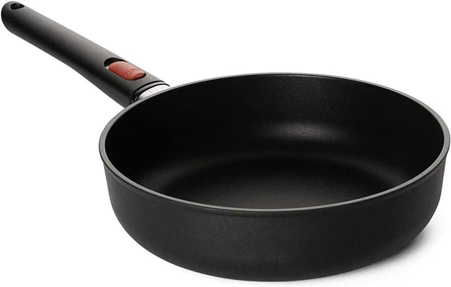 Hapjespan Gerecycled Aluminium Koekenpan Inductie Energiebesparend Koken Afneembare Steel 24 cm 2.4 Liter Zwart