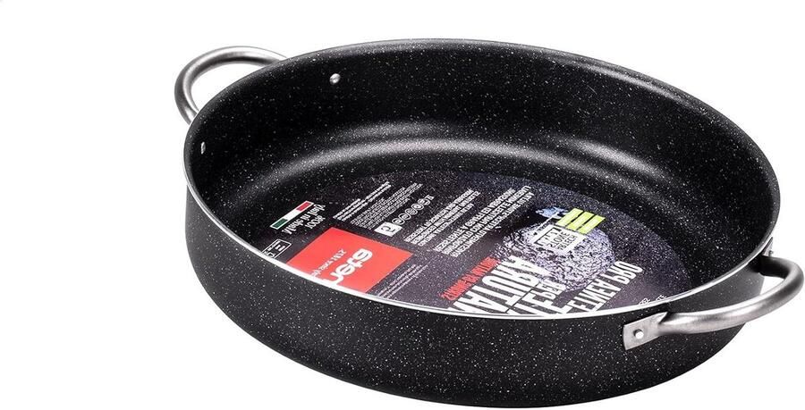 Hapjespan Koekenpan Veelzijdig Koken Steenlook Antiaanbaklaag 36 cm Zwart