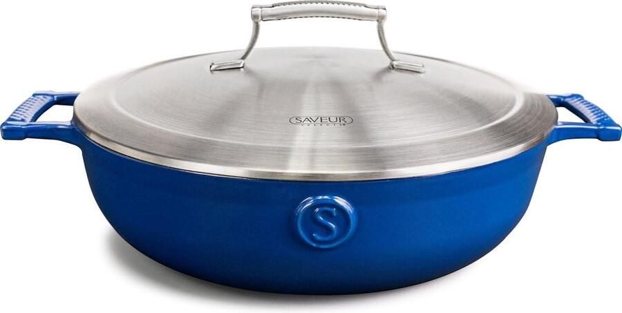 Hapjespan Koekenpan Vetarm Koken PFAS Vrije Laag 30 cm Blauw