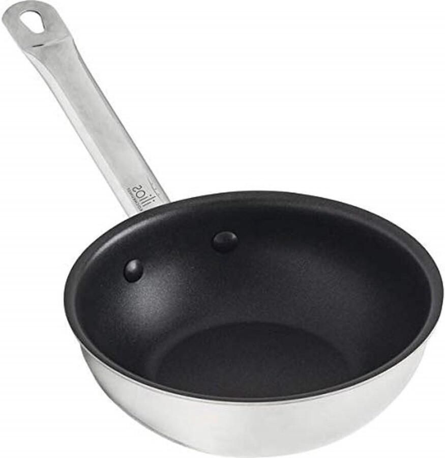 Hapjespan Meerlaags Steelpan Coated Koken en Braden Druppelvrije Gietrand 24 cm Diameter Zilver