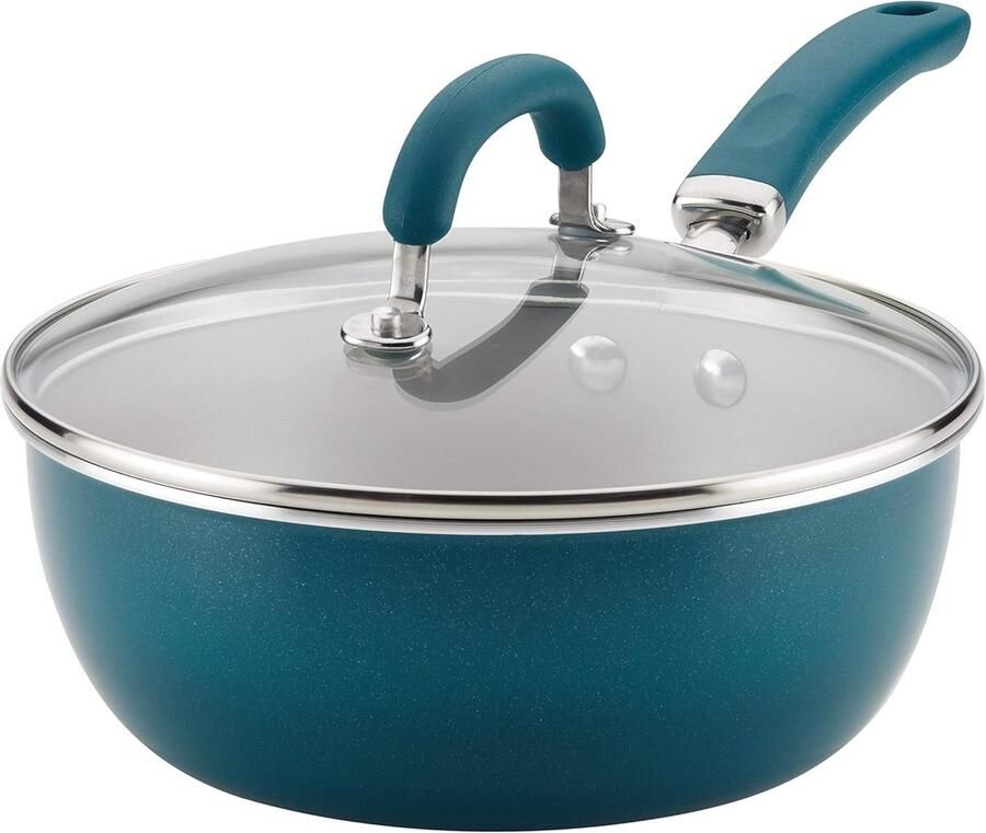 Hapjespan met Deksel Alles-in-één Pan Veelzijdig Koken Verbeterde Anti-aanbaklaag 3 Quart Teal Shimmer
