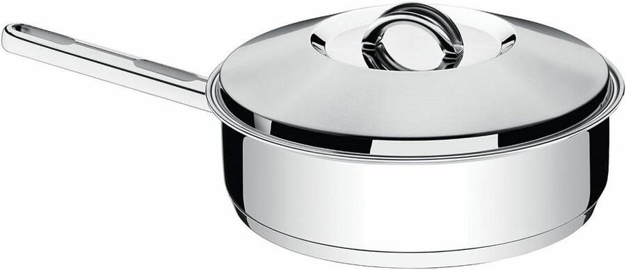 Hapjespan met deksel Diepe koekenpan Veelzijdig koken 3-laags bodem 20 cm Zilver