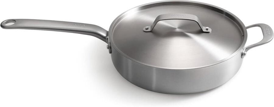 Hapjespan met Deksel Koekenpan Braadpan Complexe Gerechten Maken PFAS-vrij Ø 28 cm Zilver