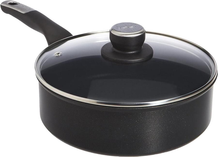 Hapjespan met Deksel Koekenpan Braadpan Koken en Braden Anti-aanbaklaag 24 cm Zwart