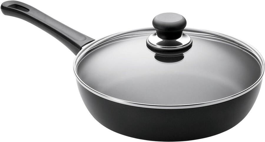Hapjespan met deksel Koekenpan Gelijkmatig bakken PFOA-vrije coating 26 cm Zwart