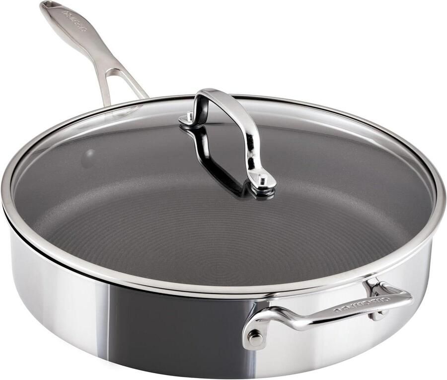 Hapjespan met Deksel Koekenpan Nonstick Koken Zonder Aanbakken Krasbestendige Anti-aanbaklaag 5 Quart Gepolijst Roestvrij Staal