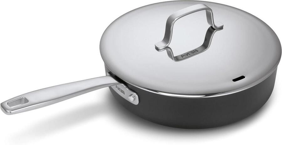 Hapjespan met deksel Sauteerpan koekenpan Gelijkmatig koken 20% extra braadoppervlak 24 cm Zwart