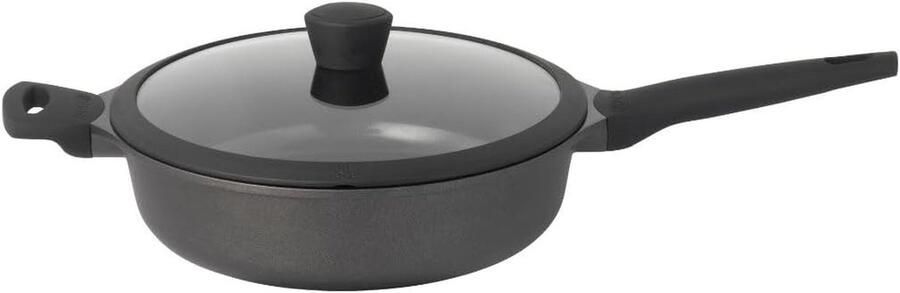 Hapjespan met deksel Sauteerpan koekenpan Veelzijdig koken PFAS-vrije keramische laag 28 cm diameter Zwart