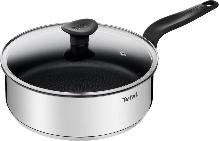 Hapjespan met Deksel Stoofpan Bakpan Snel Koken Braden Gezonde Antiaanbaklaag 24 cm 3.36 Liter Roestvrij Staal