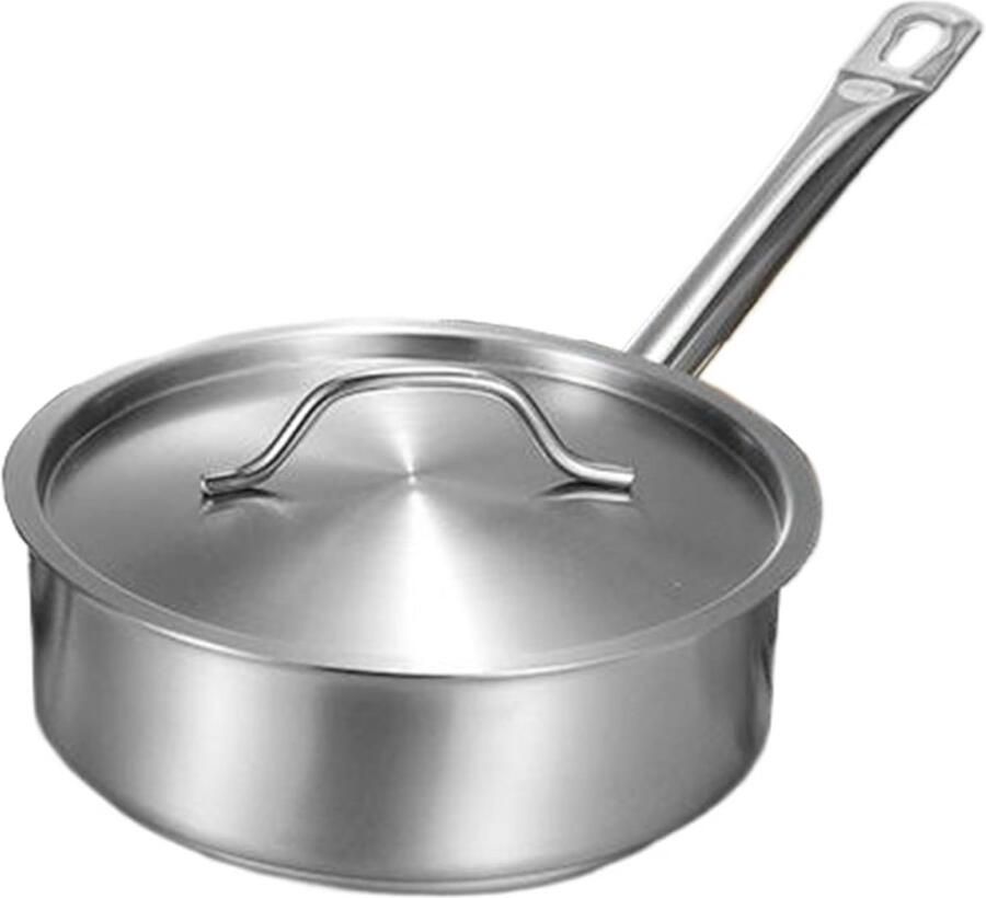 Hapjespan Roestvrij Staal Koekenpan Braadpan Gerechten Bereiden Antiaanbaklaag 3-laags 4L 24 cm Zilver