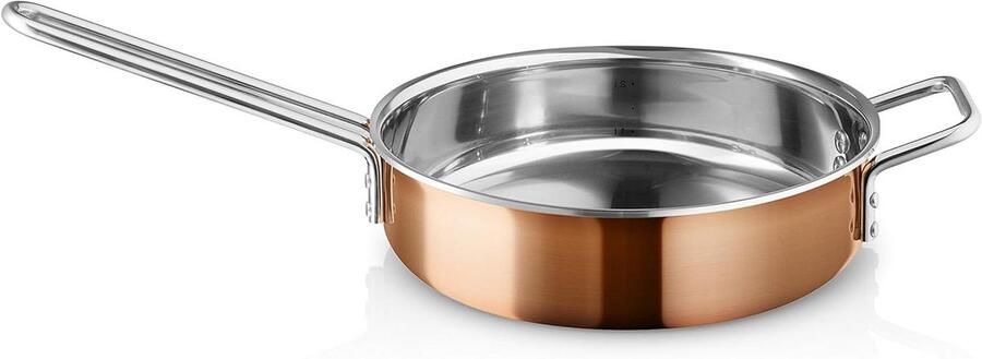Hapjespan Roestvrij Staal Koekenpan Sauté Bakken Braden Sudderen Gelijke Warmteverdeling 24 cm Zilver