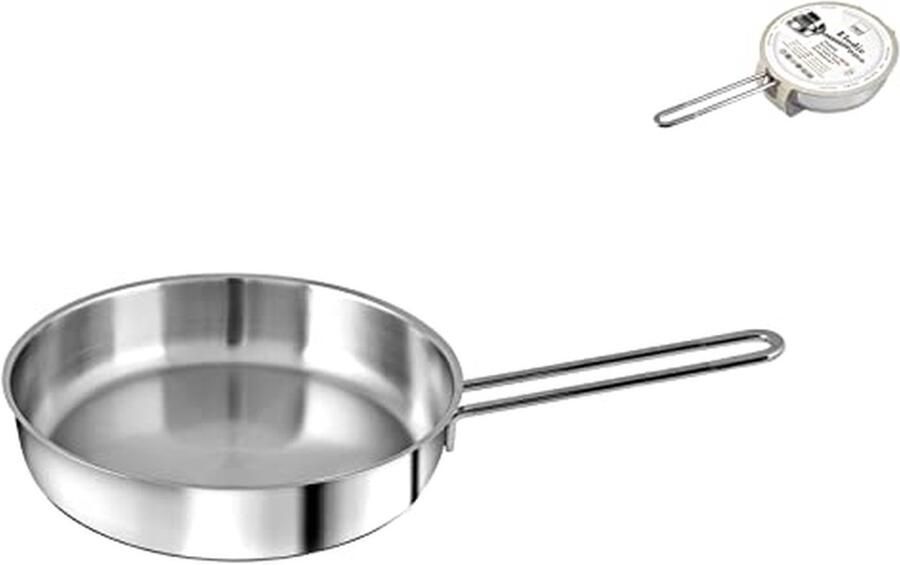 Hapjespan Roestvrij Staal Kookpan Steelpan Stoven Braden Inductie Bodem 20 cm Zilverkleurig