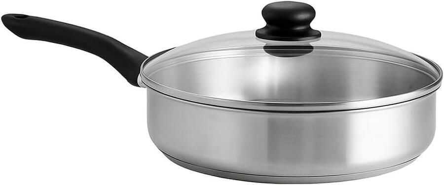 Roestvrijstalen Hapjespan Koekenpan met Deksel Gelijkmatig Koken Tri-Ply Constructie 28cm 38L Zilver