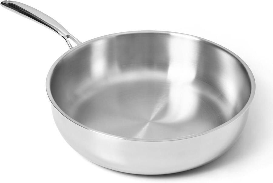 Hapjespan RVS Koekenpan One Pot Maaltijden 3-Laags Tri-Ply 28 cm Zilver