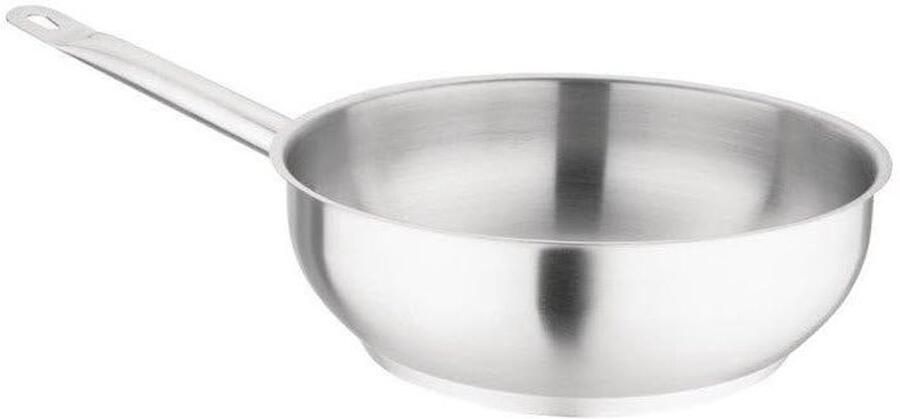 Hapjespan RVS Koekenpan Sauté Koken en Bakken Verstevigd Gelaste Handgreep 24 cm Zilver